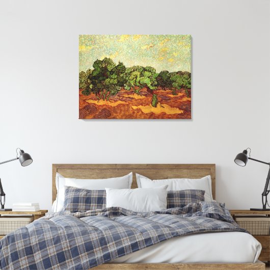 Olive Grove, Bleke blauwe hemel van Vincent van Go Canvas Afdruk (Insitu (Slaapkamer))
