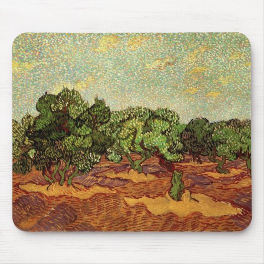 Olive Grove, Bleke blauwe hemel van Vincent van Go Muismat (Voorkant)
