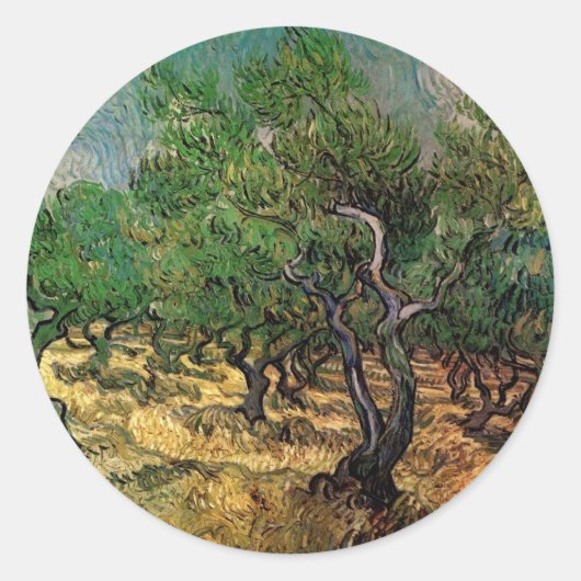 Olive Grove by Vincent van Gogh Ronde Sticker (Voorkant)