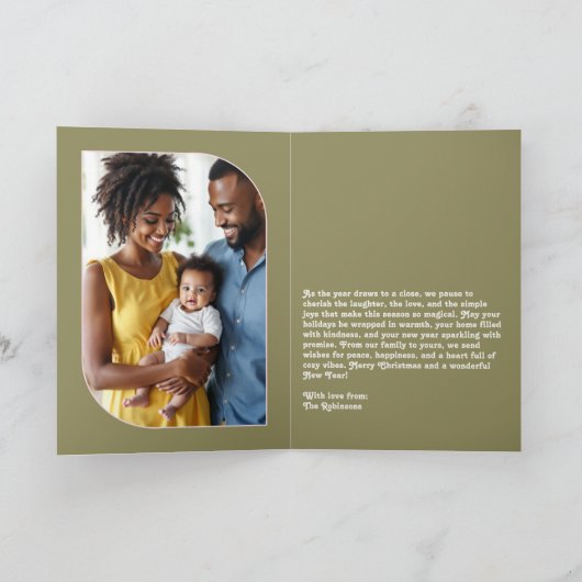 Olive Grove Happy New Year Retro Groovy Photo Feestdagen Kaart (Binnen)