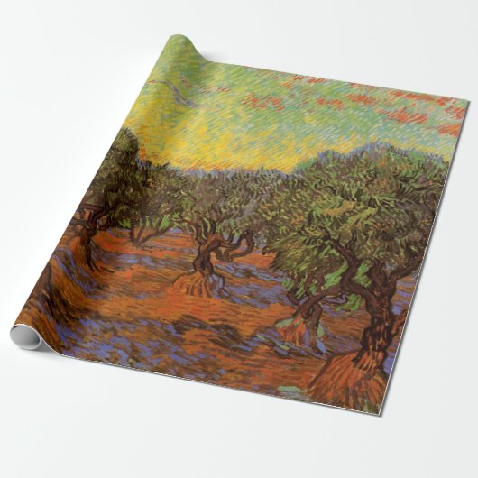 Olive Grove, Oranje Sky van Vincent van Gogh Cadeaupapier (Uitgerold)