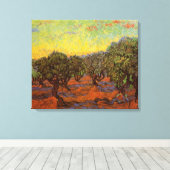 Olive Grove, Oranje Sky van Vincent van Gogh Canvas Afdruk (Insitu (Houten vloer))