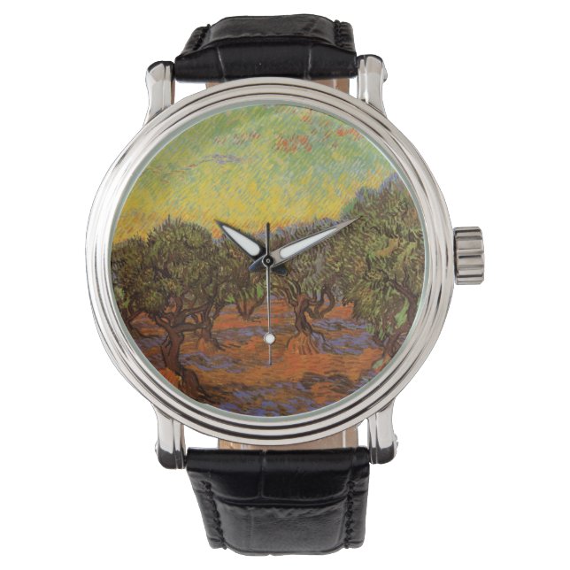 Olive Grove, Oranje Sky van Vincent van Gogh Horloge (Voorkant)