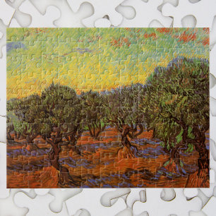 Olive Grove, Oranje Sky van Vincent van Gogh Legpuzzel