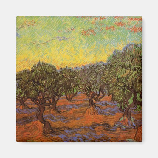 Olive Grove, Oranje Sky van Vincent van Gogh Magneet (Voorkant)