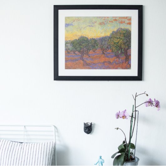 Olive Grove, Oranje Sky van Vincent van Gogh Poster
