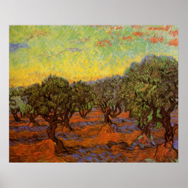 Olive Grove, Oranje Sky van Vincent van Gogh Poster