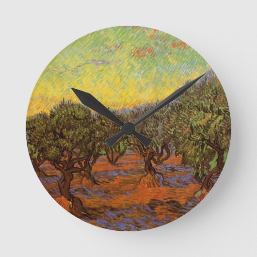 Olive Grove, Oranje Sky van Vincent van Gogh Ronde Klok (Voorkant)