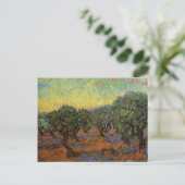 Olive Grove with Oranje Sky, Vincent van Gogh Briefkaart (Staand voorkant)