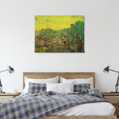 Olive Grove with Picking Figures, Vincent van Gogh Canvas Afdruk (Insitu (Slaapkamer))