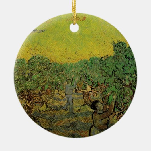 Olive Grove with Picking Figures, Vincent van Gogh Keramisch Ornament (Achterkant)