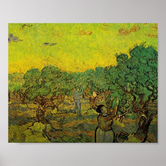 Olive Grove with Picking Figures, Vincent van Gogh Poster (Voorkant)