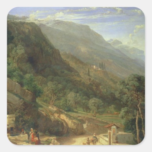 Olive Groves at Varenna, Lake Como, Italië, 1861 ( Vierkante Sticker (Voorkant)
