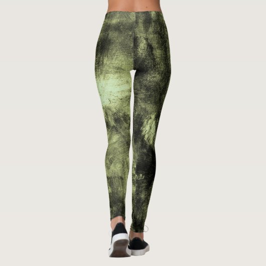 Olive Grunge Textured Spandex Leggings (Achterkant)