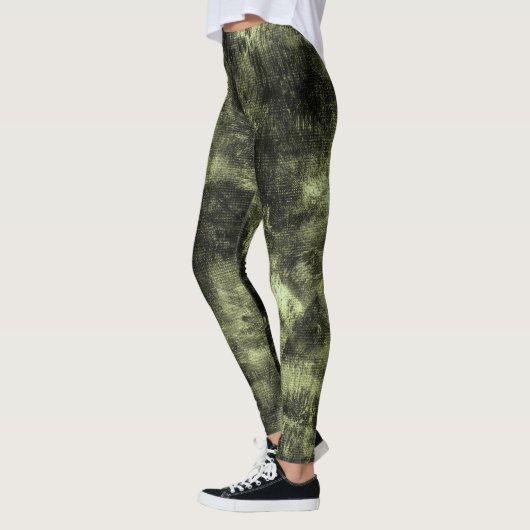Olive Grunge Textured Spandex Leggings (Links)