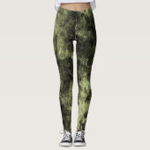 Olive Grunge Textured Spandex Leggings (Voorkant)