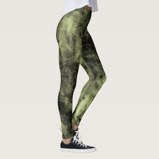 Olive Grunge Textured Spandex Leggings (Rechts)