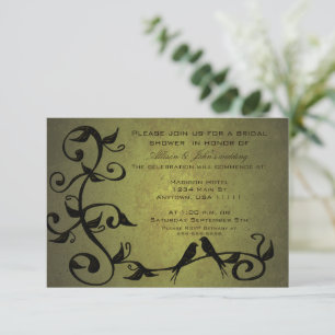 Olive Grunge Vines Bridal Shower Invitation Kaart