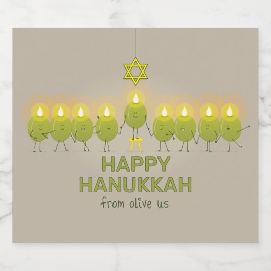 Olive Hanukkah Menorah Bier Etiket (Enkel label)