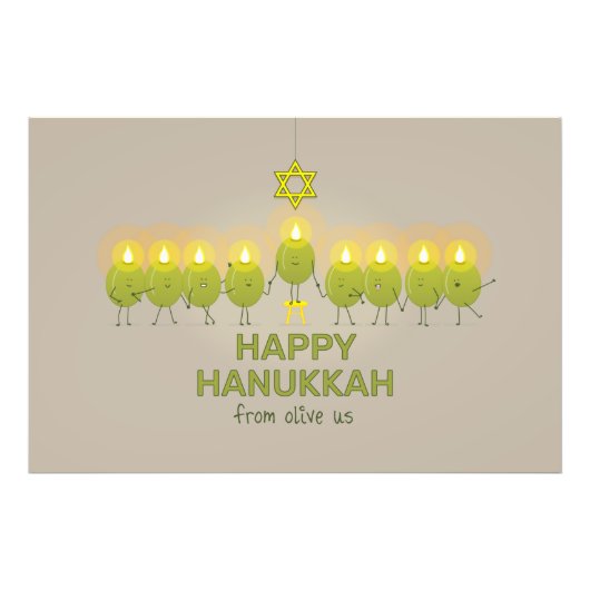 Olive Hanukkah Menorah Foto Afdruk (Voorkant)