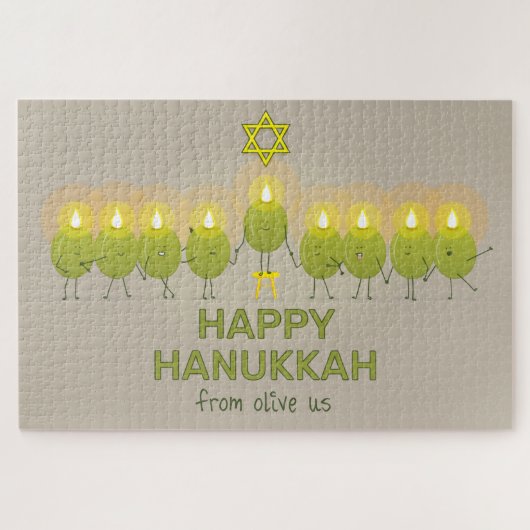 Olive Hanukkah Menorah Legpuzzel (Horizontaal)