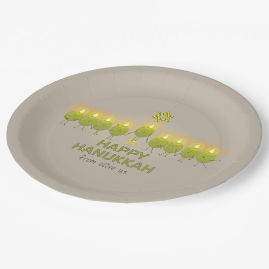 Olive Hanukkah Menorah Papieren Bordje (Gekanteld)