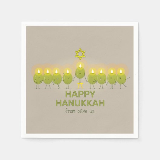 Olive Hanukkah Menorah Servet (Voorkant)