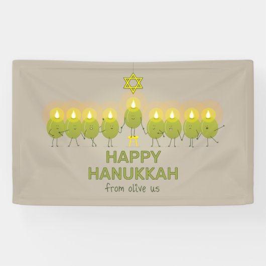 Olive Hanukkah Menorah Spandoek (Horizontaal)
