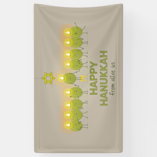 Olive Hanukkah Menorah Spandoek (Verticaal)