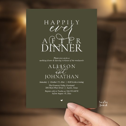 Olive Happily Ever After Dinner Modern Wedding Kaart