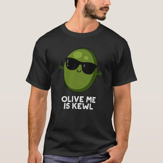 Olive Ik ben Kewl Cool Olive Pun Dark BG T-shirt (Voorkant)