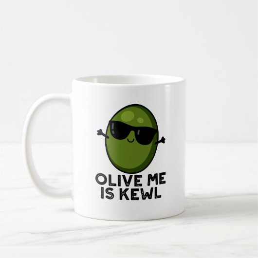 Olive Ik ben Kewl Cool Olive Pun Koffiemok (Links)