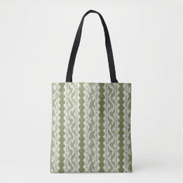 Olive Ikat Scallop, voor- en achterkant Tote Bag