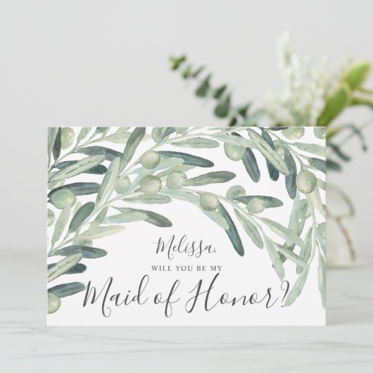 Olive, jij wordt mijn bruidsmeisje kaart (Staand voorkant)