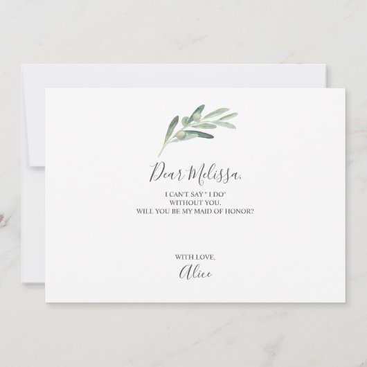 Olive, jij wordt mijn bruidsmeisje kaart (Achterkant)