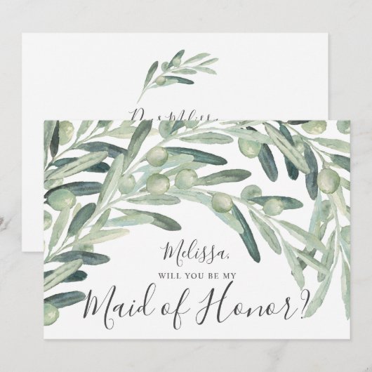 Olive, jij wordt mijn bruidsmeisje kaart (Voorkant / Achterkant)