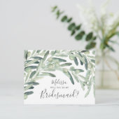 Olive, jij wordt mijn bruidsmeisje uitnodiging briefkaart (Staand voorkant)