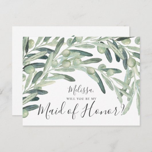 Olive, jij wordt mijn bruidsmeisje uitnodiging briefkaart (Voorkant / Achterkant)