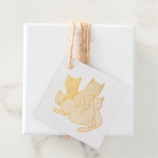 Olive kittens bedankjes labels (Met doos)