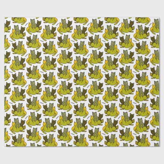 Olive kittens cadeaupapier (Vlak)