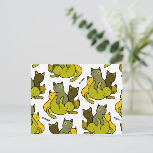 Olive kittens feestdagenkaart (Staand voorkant)