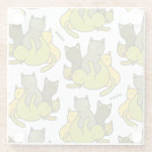Olive kittens glazen onderzetter (Achterkant)