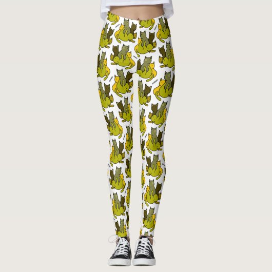 Olive kittens leggings (Voorkant)
