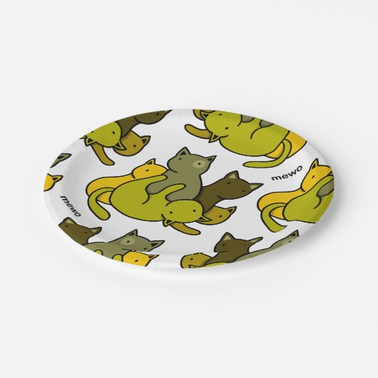 Olive kittens papieren bordje (Gekanteld)