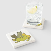 Olive kittens stenen onderzetter (Zijkant)