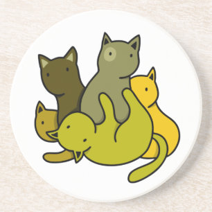 Olive kittens zandsteen onderzetter