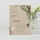 OLIVE KRAFT RUSTIC FOLIAGE WE TIENDE DE KNOT INVIT BEDANKKAART (Staand voorkant)