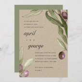 OLIVE KRAFT RUSTIC FOLIAGE WE TIENDE DE KNOT INVIT BEDANKKAART (Voorkant / Achterkant)