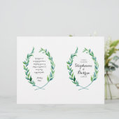 Olive Laurel Leaf Wreath Modern Ceremony Programme (Staand voorkant)