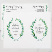 Olive Laurel Leaf Wreath Modern Ceremony Programme (Voorkant / Achterkant)